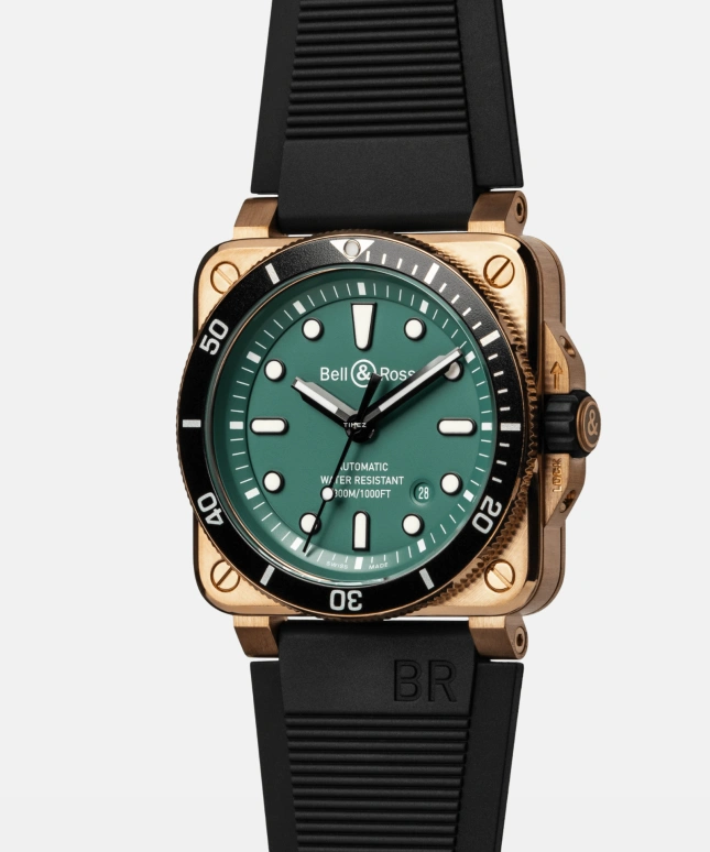 Bell & Ross,Diver 42mm,42mm,Bronze,Green,Automatic,Day,Sapphire,Crystal Glass,BR0392,BR0392-D-LT-BR/SRB