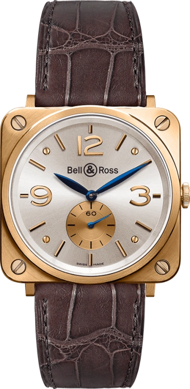 Bell & Ross,Instruments 39mm,39mm,Pink Gold,Silver,Handwound,46hours,Sapphire,BRS,BRS-PKGOLD-PEARL D