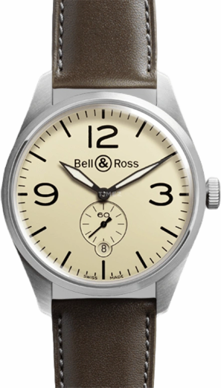 Bell & Ross,Vintage 41mm,41mm,Stainless Steel,Beige,Automatic,Date,42hours,BRV123BEISTSCA