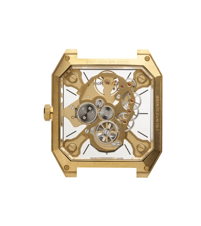 Bell & Ross,Skull 45x46.70mm,45x46.70mm,Bronze,Gold,Skeleton,Handwound,Skeleton,Sapphire,Crystal Glass,BR01,BR01-CSK-BR/SRB