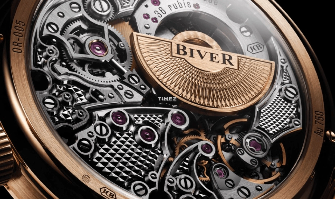 Biver,Landmark timepieces 39mm,39mm,Rose Gold,Blue,Automatic,65hours,In-house Caliber,Automatique Atelier Series Pietersite