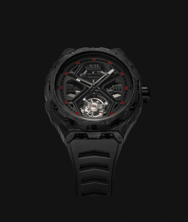 Blackout Concept,XPE 42.50毫米,42.50毫米,锻造碳纤维,黑色,自动上弦,陀飞轮,蓝宝石,水晶玻璃,XPE Tourbillon Black Red