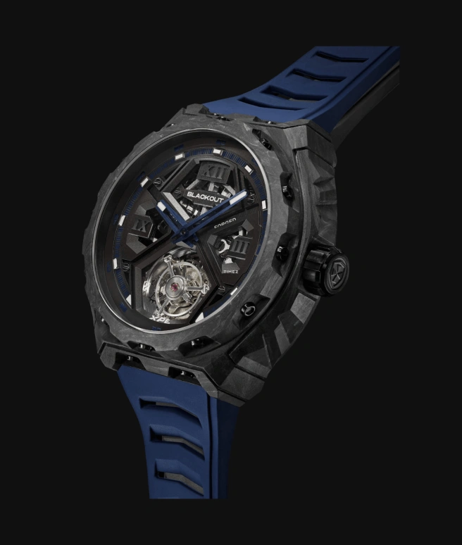 Blackout Concept,XPE 42.50毫米,42.50毫米,锻造碳纤维,黑色,自动上弦,陀飞轮,蓝宝石,水晶玻璃,XPE Tourbillon Blue