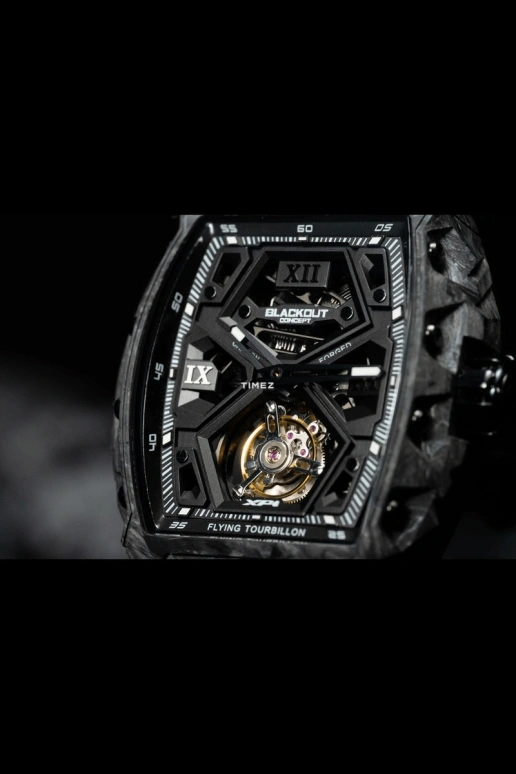 Blackout Concept,XP1 44x52mm,44x52mm,Forged Carbon,Black,Skeleton,Handwound,Tourbillon,Skeleton,Tourbillon LT Black