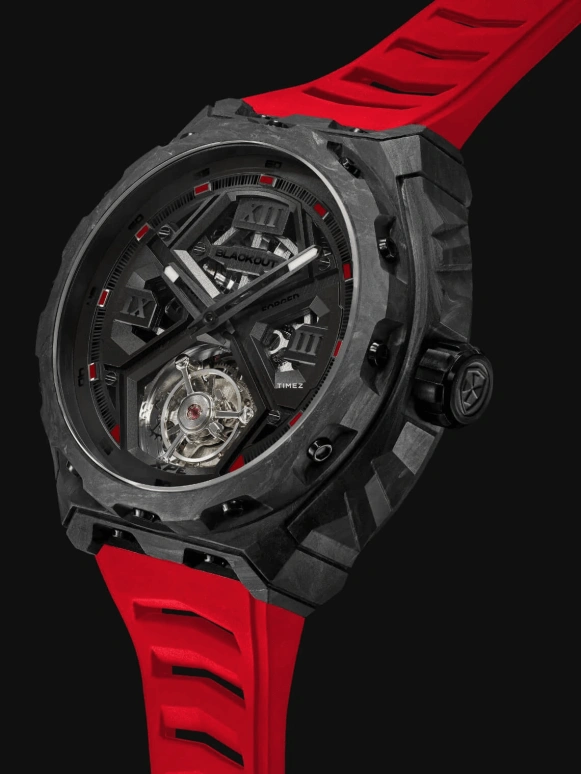 Blackout Concept,XPE 42.50毫米,42.50毫米,锻造碳纤维,黑色,自动上弦,陀飞轮,蓝宝石,水晶玻璃,XPE Tourbillon Black Red