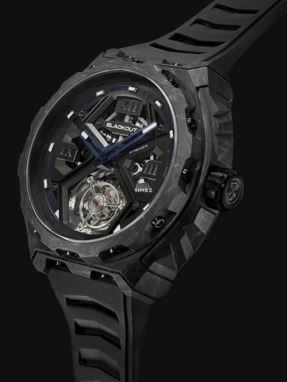 Blackout Concept,XPE 42.50毫米,42.50毫米,锻造碳纤维,黑色,自动上弦,陀飞轮,蓝宝石,水晶玻璃,XPE Tourbillon Blue