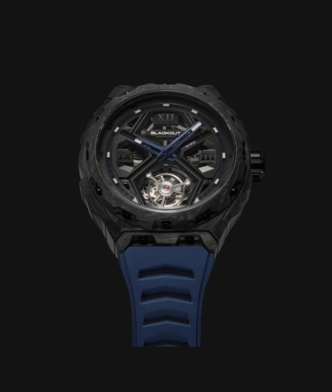 Blackout Concept,XPE 42.50毫米,42.50毫米,锻造碳纤维,黑色,自动上弦,陀飞轮,蓝宝石,水晶玻璃,XPE Tourbillon Blue