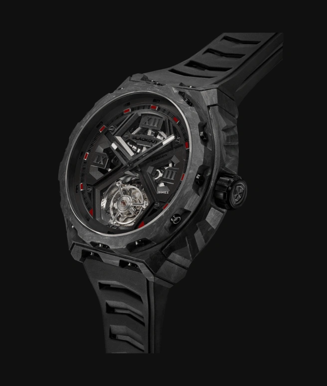 Blackout Concept,XPE 42.50毫米,42.50毫米,锻造碳纤维,黑色,自动上弦,陀飞轮,蓝宝石,水晶玻璃,XPE Tourbillon Black Red
