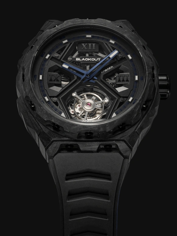 Blackout Concept,XPE 42.50毫米,42.50毫米,锻造碳纤维,黑色,自动上弦,陀飞轮,蓝宝石,水晶玻璃,XPE Tourbillon Blue