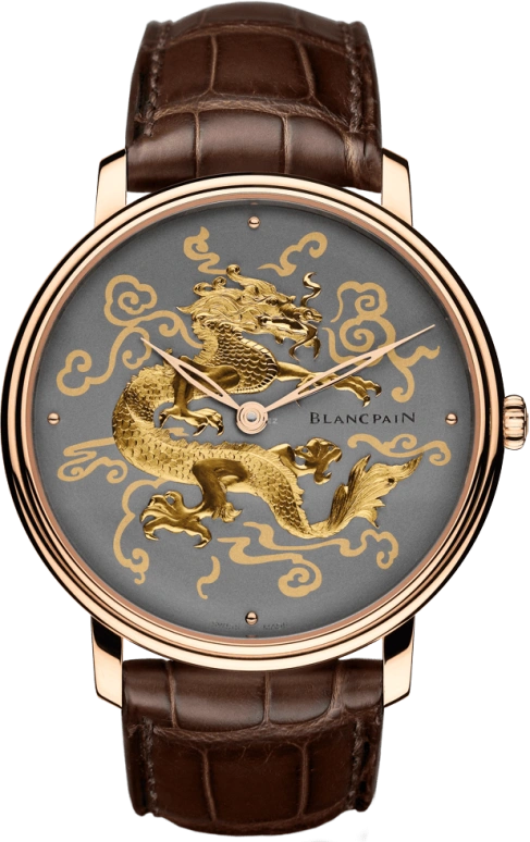 Blancpain,Villeret 45mm,45mm,Red Gold,Grey,Handwound,Skeleton,40hours,6615A,6615A-3612-55B-1