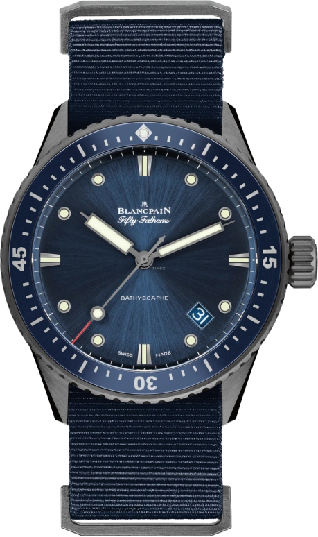 Blancpain,Fifty Fathoms 43.60mm,43.60mm,Ceramic,Blue,Automatic,Day,Anti-magnetic,5000,5000-0240-NAOA