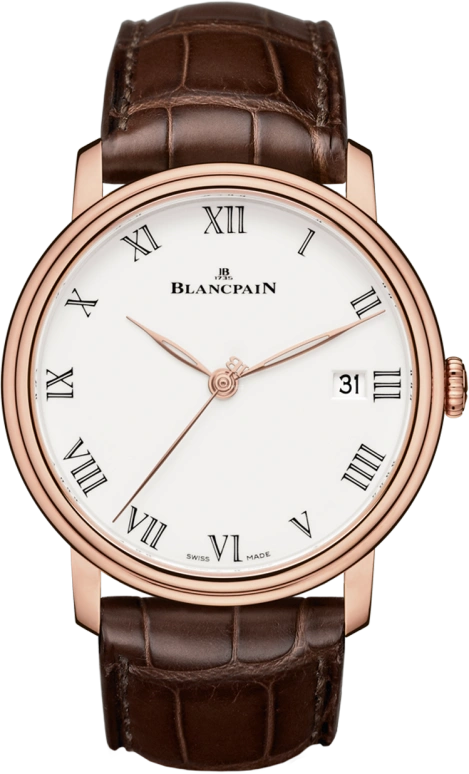 Blancpain,Villeret 42mm,42mm,Red Gold,White,Automatic,Date,192hours,6630,6630-3631-55B