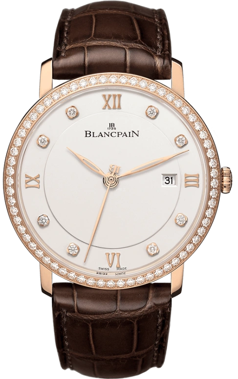 Blancpain,Villeret 40mm,40mm,White Gold,White,Automatic,Date,100hours,6651,6651-2987-55B