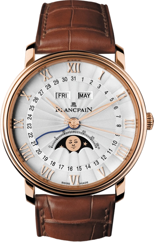 Blancpain,Villeret 40mm,40mm,Red Gold,White,Automatic,Moonphase,Month,Date,Day,72hours,In-house Caliber,6664,6664-3642-55B