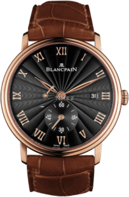 Blancpain,Villeret 40mm,40mm,Red Gold,Black,Handwound,Day,Power Reserve Indicator,6606,6606-3630-55B