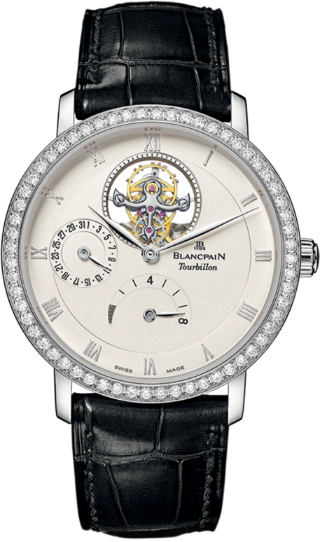 Blancpain,Villeret 38mm,38mm,White Gold,White,Automatic,Date,Power Reserve Indicator,Tourbillon Escapement,6025,6025-1942-55B