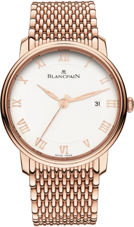 Blancpain,Villeret 40mm,40mm,Red Gold,White,Automatic,Date,100hours,6651,6651-3642-MMB