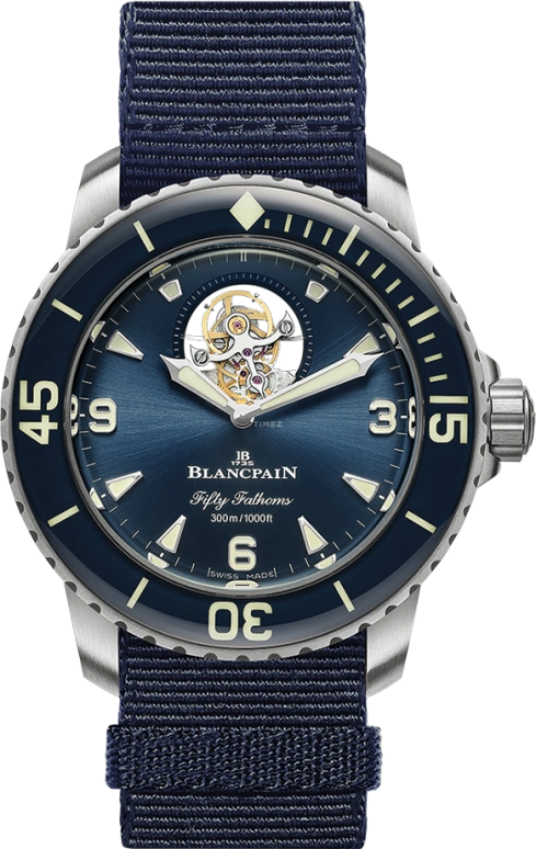 Blancpain,Fifty Fathoms 45mm,45mm,Titanium Gold,Blue,In-house Caliber,Sapphire,Crystal Glass,5025,5025-12B40-NAOA