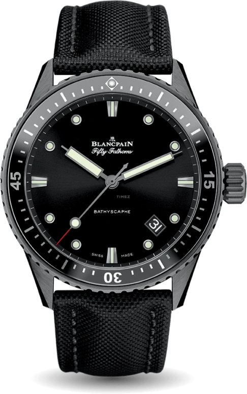 Blancpain,Fifty Fathoms 43.60mm,43.60mm,Ceramic,Black,Automatic,Day,Anti-magnetic,5000,5000-0130-B52A