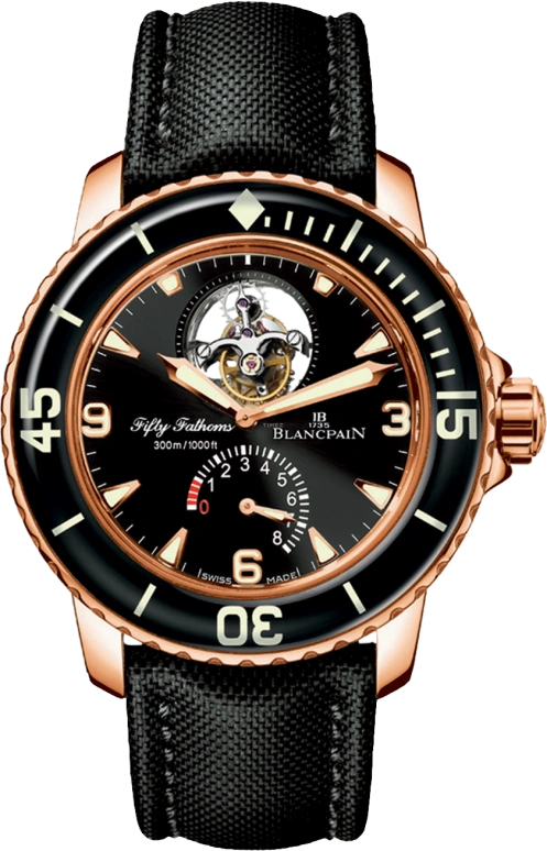 Blancpain,Fifty Fathoms 45mm,45mm,Red Gold,Black,Automatic,Power Reserve Indicator,Tourbillon,5025,5025-3630-52A