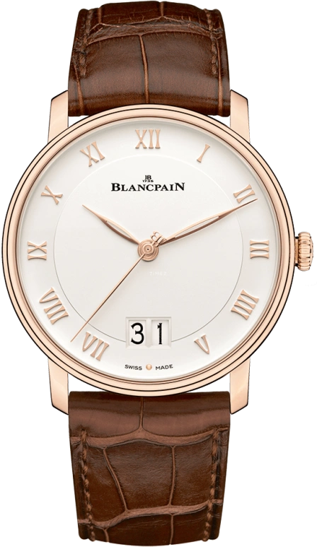 Blancpain,Villeret 40mm,40mm,Red Gold,White,Automatic,Big Date,72hours,6669,6669-3642-55B