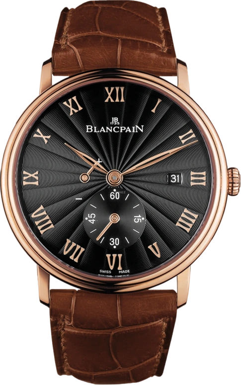 Blancpain,Villeret 40mm,40mm,Red Gold,Black,Handwound,Day,Power Reserve Indicator,6606,6606-3630-55B