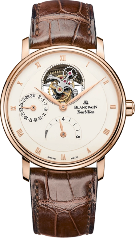 Blancpain,Villeret 37.50mm,37.50mm,Red Gold,White,Automatic,Day,Power Reserve Indicator,Tourbillon,6025,6025-3642-55B