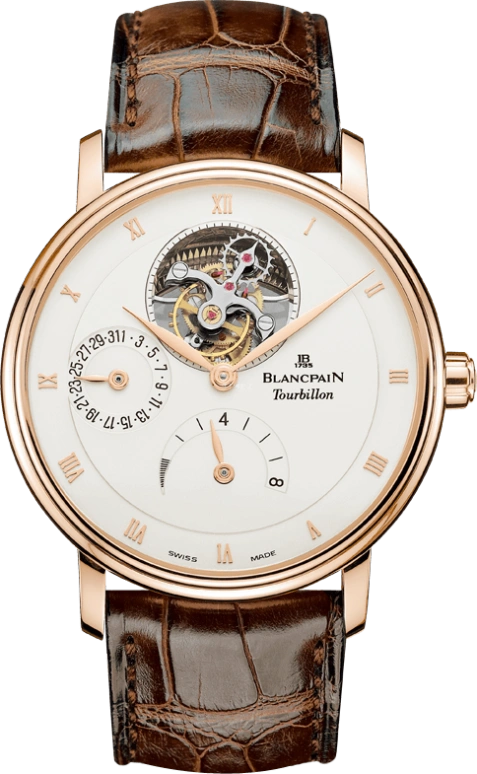 Blancpain,Villeret 37.50mm,37.50mm,Red Gold,White,Automatic,Day,Power Reserve Indicator,Tourbillon,6025,6025-3642-55B