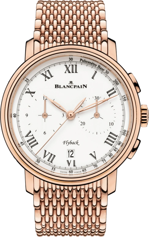 Blancpain,Villeret 43.60mm,43.60mm,Red Gold,White,Automatic,Chronograph,Date,Flyback,Column Wheel,50hours,In-house Caliber,6680F,6680F-3631-MMB