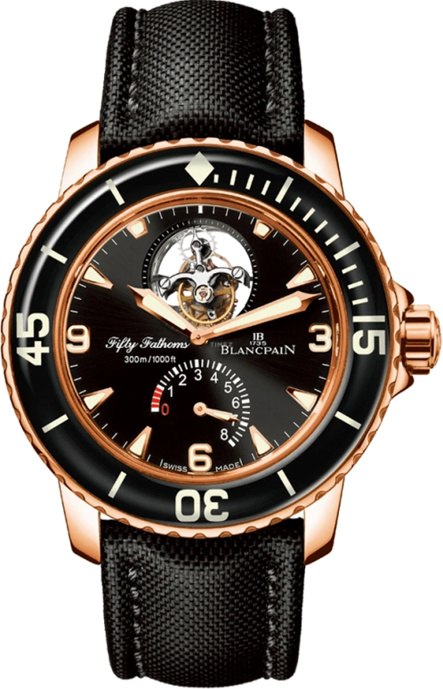 Blancpain,Fifty Fathoms 45mm,45mm,Red Gold,Black,Automatic,Power Reserve Indicator,Tourbillon,5025,5025-3630-52A