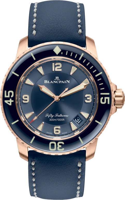 Blancpain,Fifty Fathoms 45mm,45mm,Red Gold,Blue,Automatic,Day,Anti-magnetic,5015,5015-3603C-63B