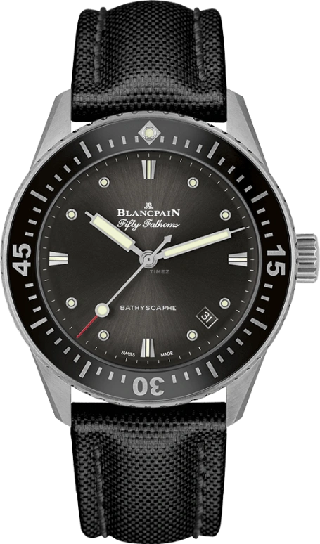 Blancpain,Fifty Fathoms 38mm,38mm,Stainless Steel,Grey,Automatic,Date,100hours,5100B,5100B-1110-B52A