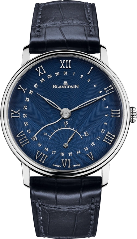 Blancpain,Villeret 40mm,40mm,White Gold,Blue,Automatic,Date,Flyback,Retrograde,6653Q,6653Q-1529-55B