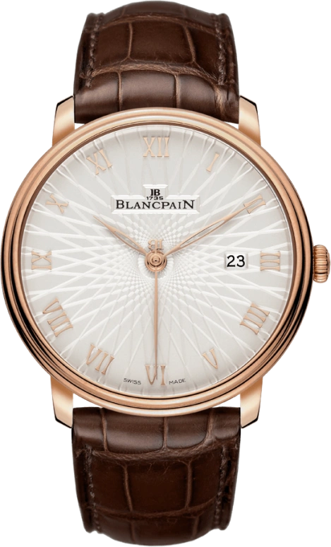 Blancpain,Villeret 40mm,40mm,Red Gold,White,Automatic,Date,100hours,6651C,6651C-3642-55A