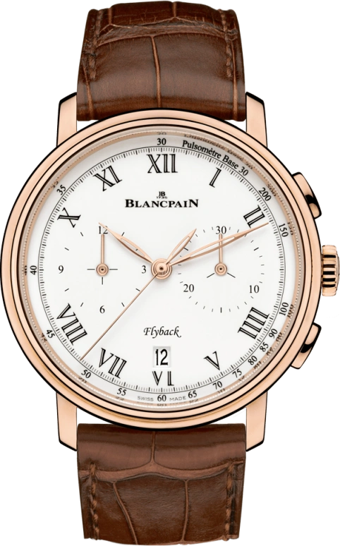 Blancpain,Villeret 43.60mm,43.60mm,Red Gold,White,Automatic,Chronograph,Date,Flyback,Column Wheel,50hours,In-house Caliber,6680F,6680F-3631-55B