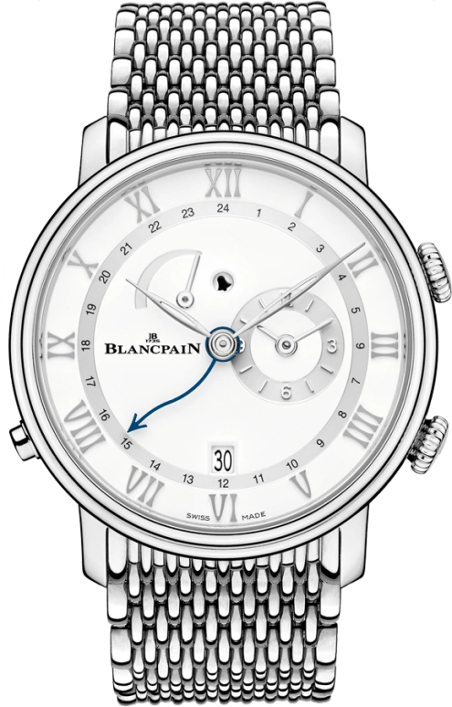 Blancpain,Villeret 40.30mm,40.30mm,Stainless Steel,White,Automatic,Date,Power Reserve Indicator,Alarm,6640,6640-1127-MMB