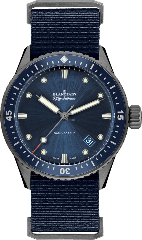 Blancpain,Fifty Fathoms 43.60mm,43.60mm,Ceramic,Blue,Automatic,Day,Anti-magnetic,5000,5000-0240-NAOA