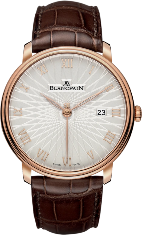 Blancpain,Villeret 40mm,40mm,Red Gold,White,Automatic,Date,100hours,6651C,6651C-3642-55A