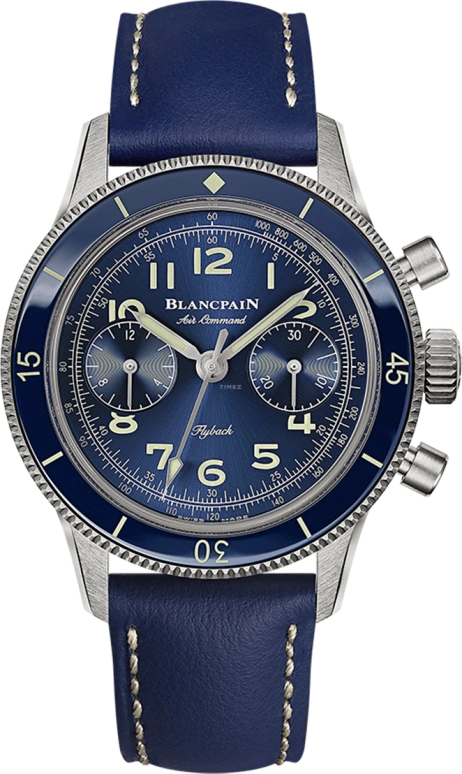 Blancpain,Air Command 36.20mm,36.20mm,Titanium,Blue,Automatic,Chronograph,Flyback,AC03,AC03-12B40-63B