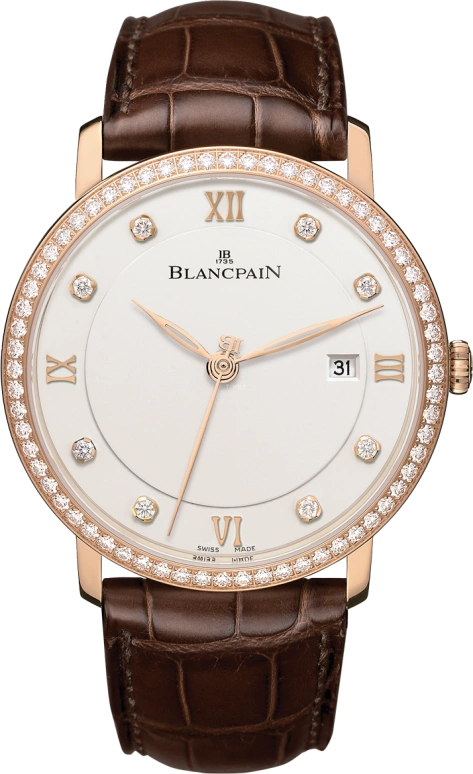 Blancpain,Villeret 40mm,40mm,White Gold,White,Automatic,Date,100hours,6651,6651-2987-55B