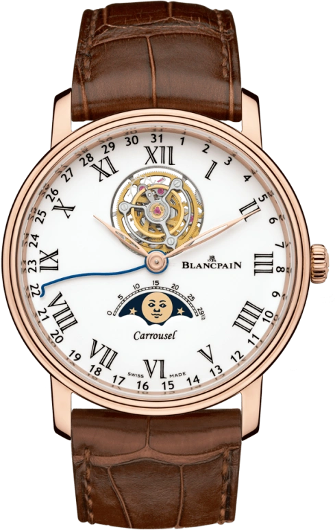 Blancpain,Villeret 42mm,42mm,Red Gold,White,Automatic,Moonphase,Date,Carrousel,6622L,6622L-3631-55B