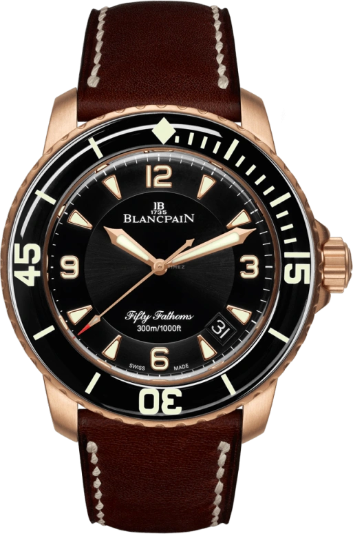 Blancpain,Fifty Fathoms 45mm,45mm,Red Gold,Black,Automatic,Day,Anti-magnetic,5015A,5015A-3630-63B