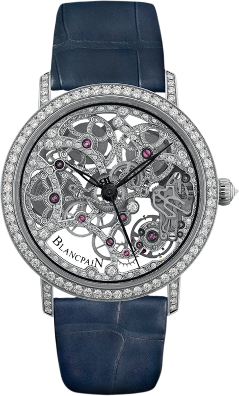 Blancpain,Villeret 38mm,38mm,White Gold,Skeleton,Handwound,192hours,6633,6633-1900-55B