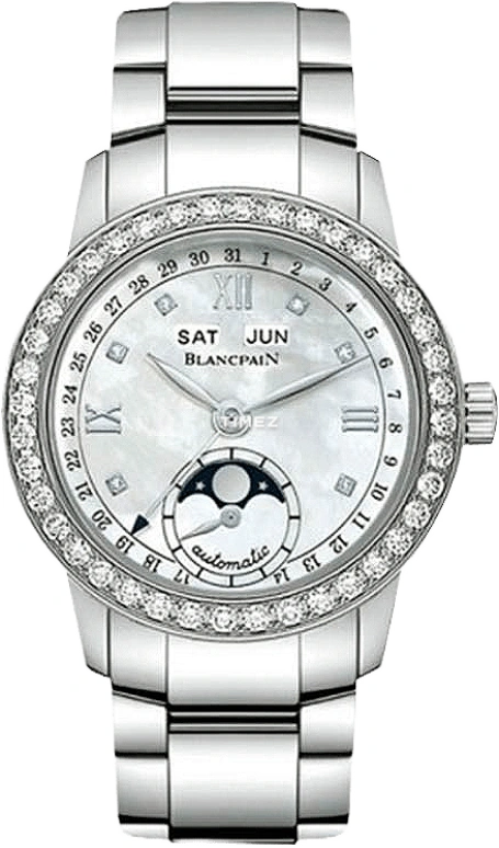 Blancpain,Léman 34mm,34mm,White Gold,White,Sapphire,Crystal Glass,Setting,Diamonds,2360,2360-1991A-75