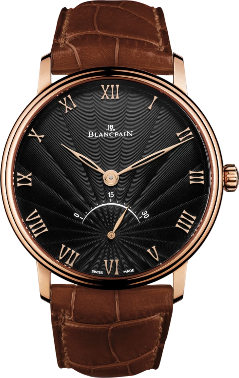 Blancpain,Villeret 40mm,40mm,Red Gold,Black,Automatic,Flyback,Retrograde,6653,6653-3630-55B