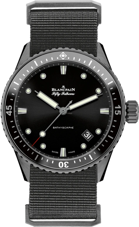 Blancpain,Fifty Fathoms 43.60mm,43.60mm,Ceramic,Black,Automatic,Day,Anti-magnetic,5000,5000-0130-NABA