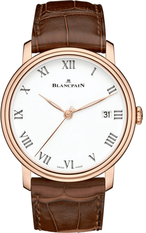 Blancpain,Villeret 42mm,42mm,Red Gold,White,Automatic,Date,192hours,6630,6630-3631-55B