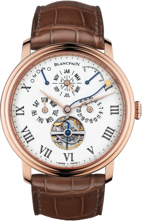 Blancpain,Villeret 42mm,42mm,Red Gold,White,Automatic,Moonphase,Perpetual Calendar,Leap Year,Month,72hours,In-house Caliber,6638,6638-3631-55B