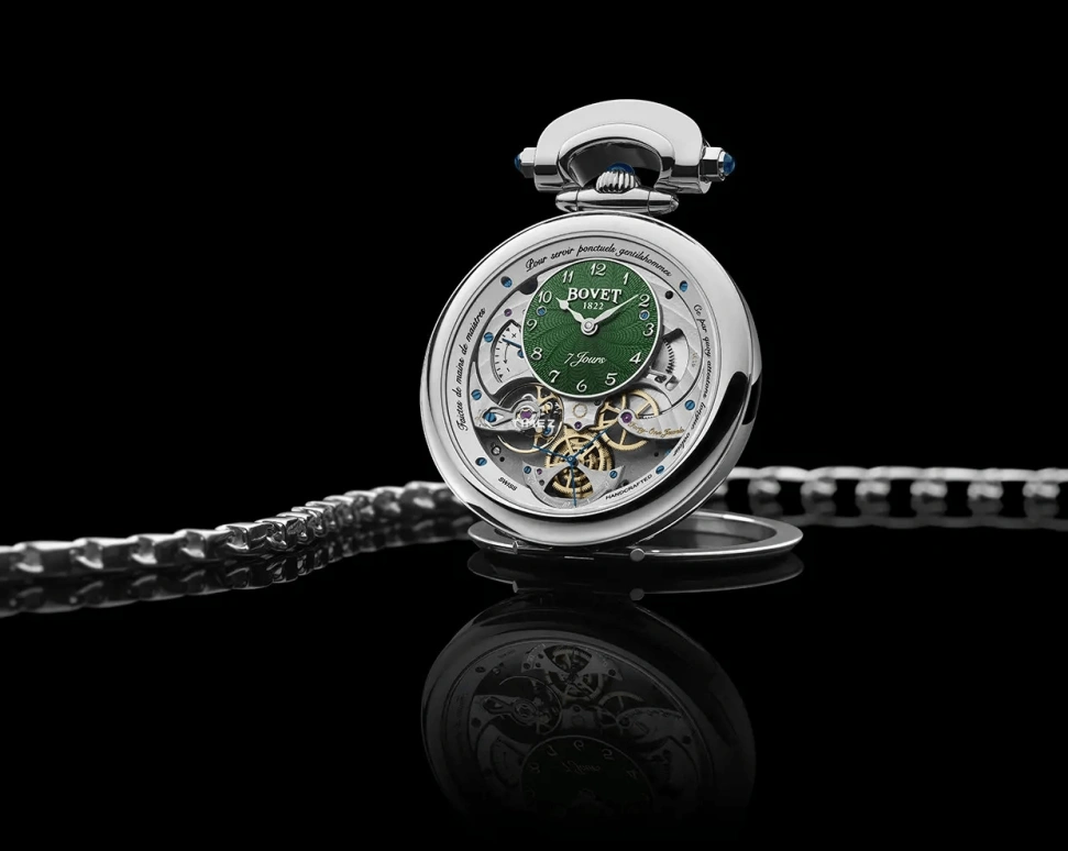 Bovet,Fleurier 43mm,43mm,White Gold,Skeleton,Green,Handwound,Power Reserve Indicator,Sapphire,Crystal Glass,AI43026