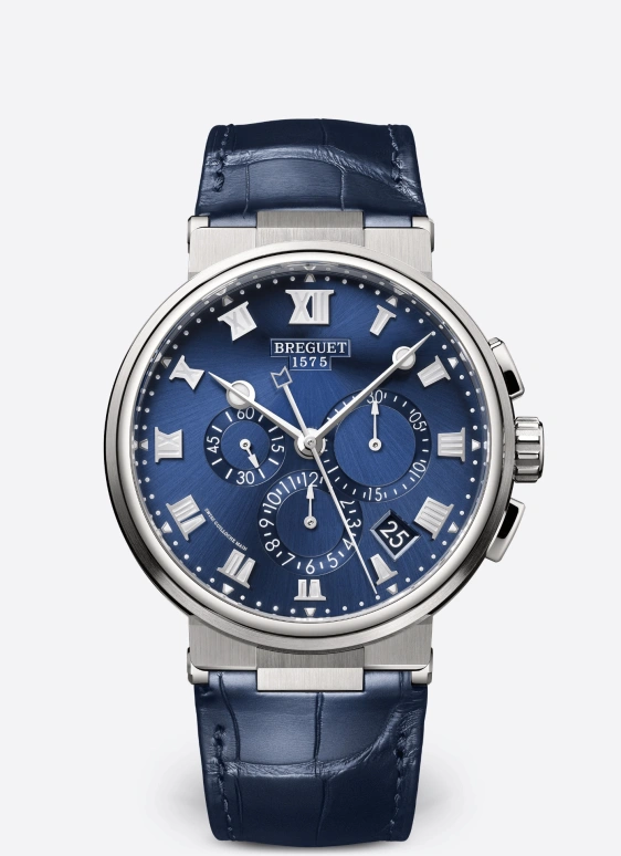 Breguet,Marine 42.30mm,42.30mm,Titanium,Blue,Automatic,Chronograph,Day,Flyback,5527TI,5527TI/Y1/9WV